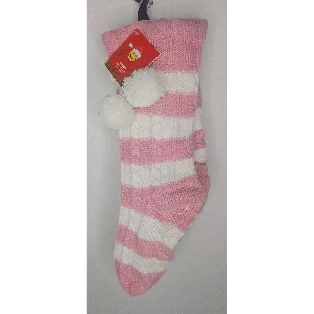 Joe Boxer 1 Pair‎ Womens Adult Junior Fuzzy Socks Pink /white NEW w/Tags Sz 4-10